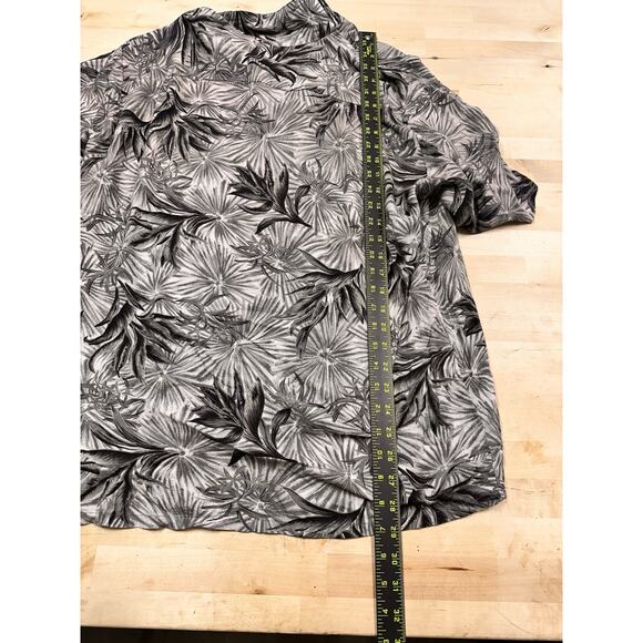 Pineapple Connection Mens Hawaiian Shirt Gray Black Leaf Short Sleeve Pocket L - Picture 5 of 7